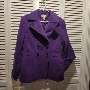 Double-Breasted Purple St Johns Bay Short Pea Coat